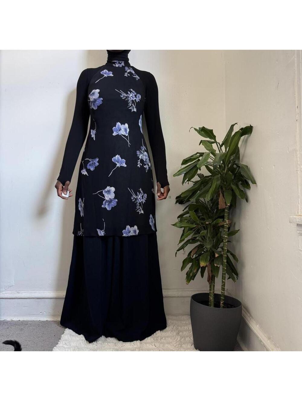 Vintage Y2K Evan-Picone Floral Watercolor Midi Dress - Size 12